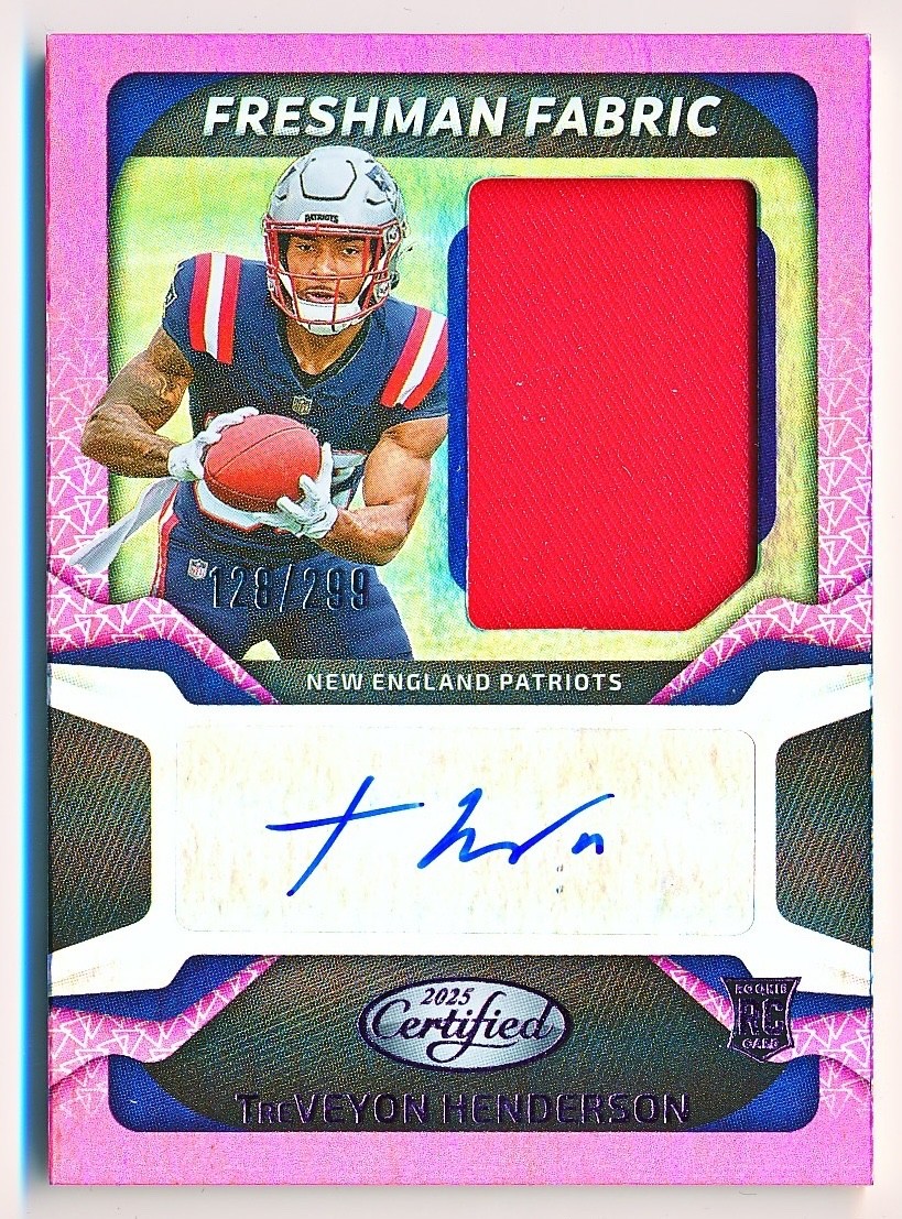 2025 Certified TreVeyon Henderson RPA Mirror Pink Patch Auto Rc #FBC-THN /299