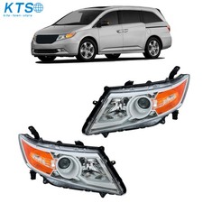 For Honda Odyssey 2011-2017 Halogen Front Headlights Amber Corner Chrome Pair