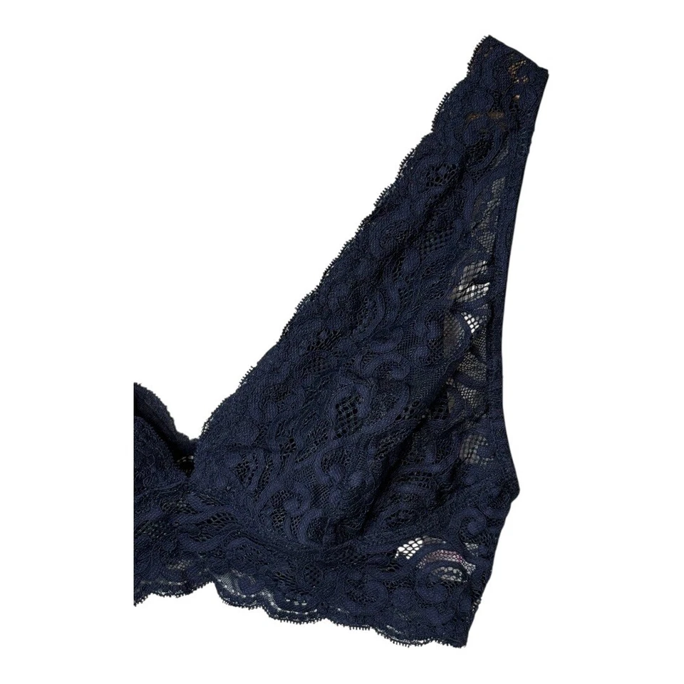 Lily of France Lace Bralette Bra Navy Blue Wireless Lightweight Size Large - Image 2 of 4
