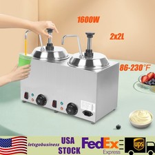 Commercial Hot Fudge Warmer Nacho Cheese Sauce Warmer w/ Pump Dispenser 1600W