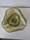 VTG Anchor Hocking Chip&Dip Avocado Green Glass Bowl Pinched Folded Edges Stand