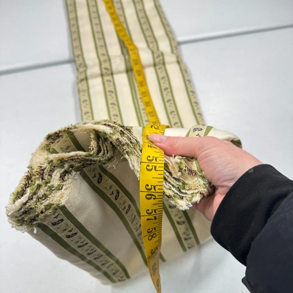 Tela tapicería vintage rayas verdes floral paisley algodón 55x168 4,6 yardas Foto 3 de 4