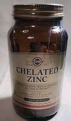 Solgar Chelated Zinc - 250 Tablets - EXP 10/26