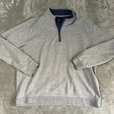 Johnnie O Sully Golf 1/4 Zip Pullover Sweatshirt Men XL Gray Lyocell Blend Surf