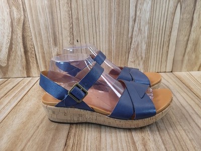 Kork-Ease Women's Myrna 2.0 Blue Strappy Wedge Sandals US size 10M