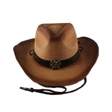 Men Women's Straw Sun Hat Cowboy Style Garden Hat Wide Brim Summer Hat with...