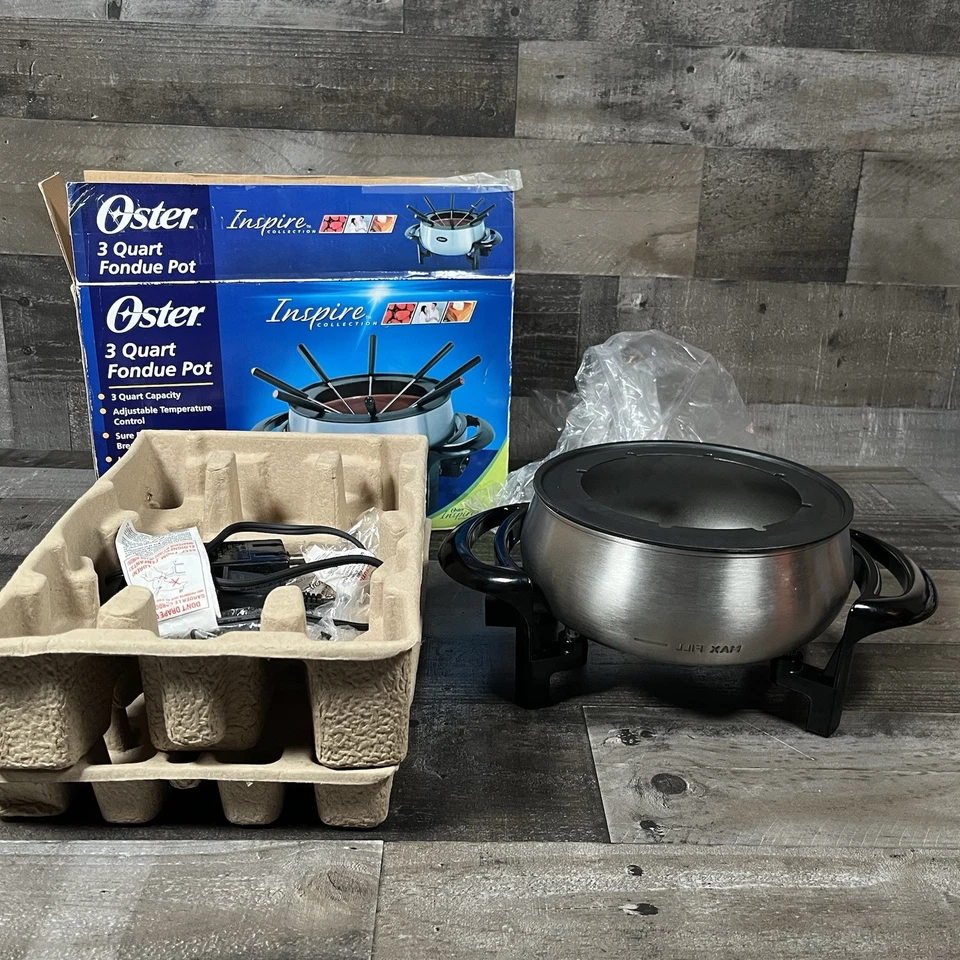 Oster Electric 3 cuartos Fondue Pot Inspire Collection Usado Una Vez Foto 2 de 4