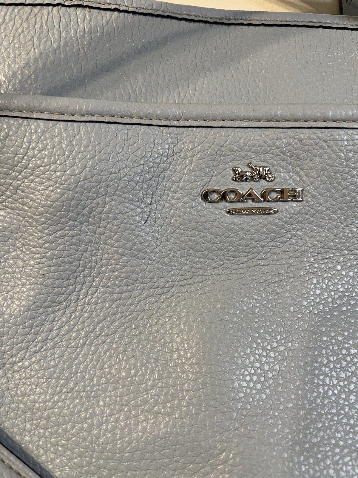 Authentic Solid Pale Blue Leather Coach Crossbody… - image 7