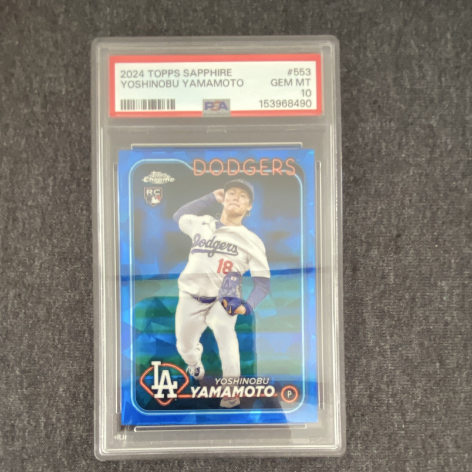 Topps 2024 Chrome Sapphire Yoshinobu Yamamoto Rookie #553 Dodgers PSA 10