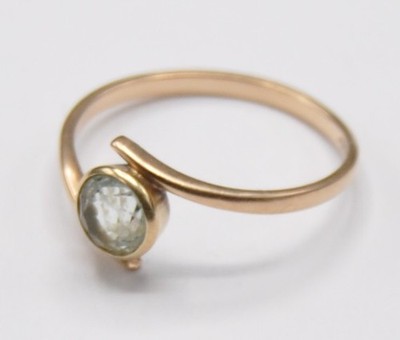 Solitär Aquamarin Topas Ring Spannring 585 Gold  modern