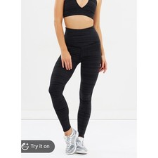 Varley Performance First Var-Tech Leggings Black Pinstripe High Waist Medium