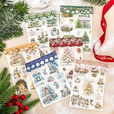 2 sheets Christmas Party Stickers for DIY Junk Journal Scrapbook Embellishment
