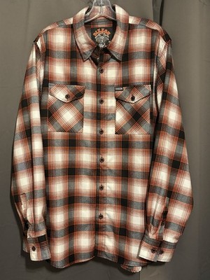 Dixxon Flannel Co. Men s  The Shovel  Long Sleeve Orange/White Flannel Shirt, XL