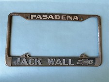 Jack Wall Chevrolet Pasadena Ca Vintage Metal Dealer License Plate Frame Chevy