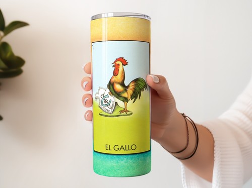 Vaso flaco de 20 oz SS acero inoxidable lotería novedad juego de cartas mexicano - Imagen 11 de 16