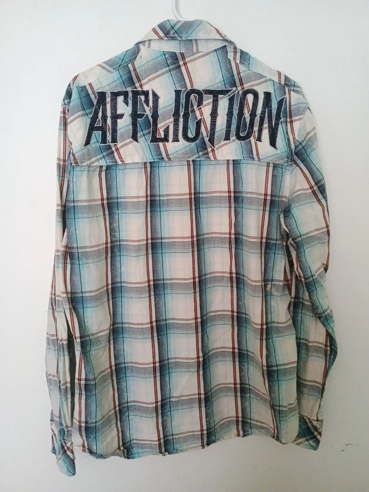 Affliction Black Premium Plaid Shirt XL Slim Fit Pearl Snap Button Long Sleeve - image 4 of 4