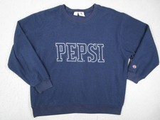Vintage Pepsi Sweatshirt Mens XL Blue Fleece Crewneck Nothing Else Pepsi 90s