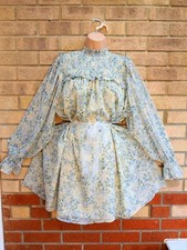 Gina Tricot maternity oversized cream blue floral high neck dress 10 12 14 M L