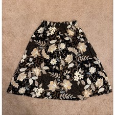 Alfred Dunner Floral Botanical Midi Skirt Womens 16 Elastic Waist USA Made