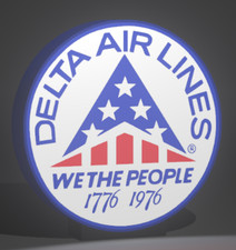 Vintage 1976 Delta Airlines Inspired LED Lighted Sign | USB Powered Airline