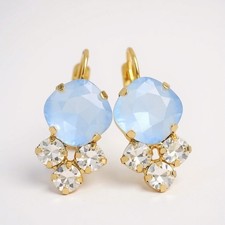 Anthropologie gold earrings opal blue rhinestone crystal drop earrings
