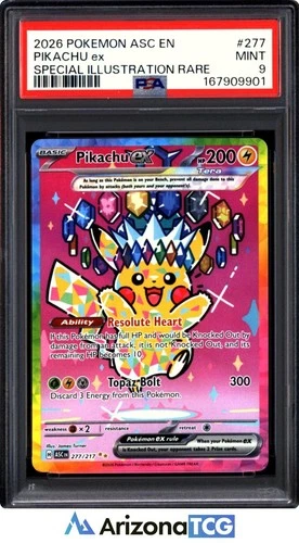 Pokemon 2026 Pikachu ex 277/217 SIR Ascended Heroes PSA 9