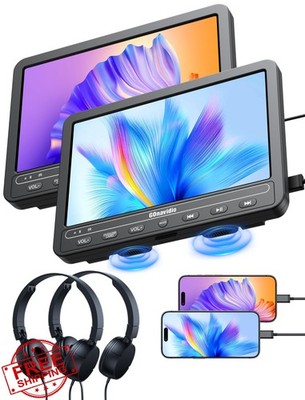 GOnavidio 10.1'' Portable DVD Player Car Dual Headrest HDMI 5Hr Batt
