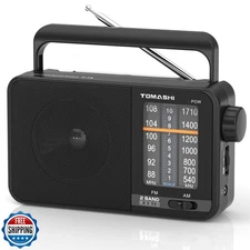 TOMASHI Portable Radio am fm,Transistor Radio with Best Reception,Large Tunin