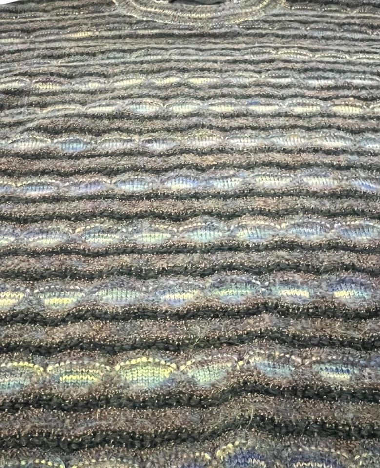 Suéter De Colección Jhane Barnes Para Hombres L Negro Azul Abstracto Cosby Años 90 Papá Mezcla de Lana Foto 4 de 4