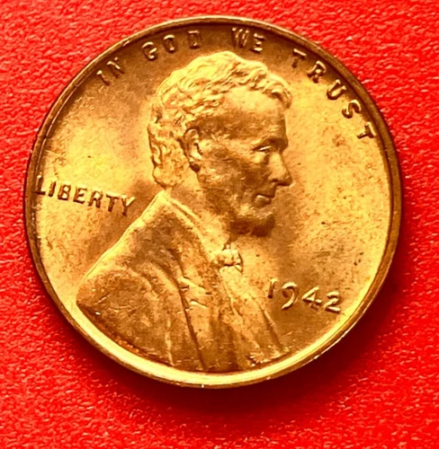 1942-P Lincoln Wheat Cent Penny GEM RED BU From an Original Bank Roll