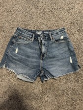 Levis Denizen High Rise Jean Shorts Womens Size 6 Distressed Denim