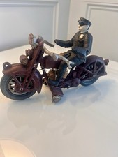 RARE 1930's Hubley Indian Police Motorcycle Cast Iron Toy, 8 1/2"