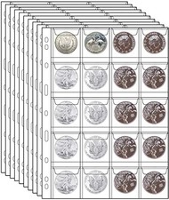 10 Sheets Coin Collection PagesCoin Binder Inserts Sleeves with 9 Hole for Co...