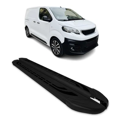 Marchepieds Latéraux pour Peugeot Expert Traveller 2016-2026 Alu Noir L1 Court - Photo 1/4