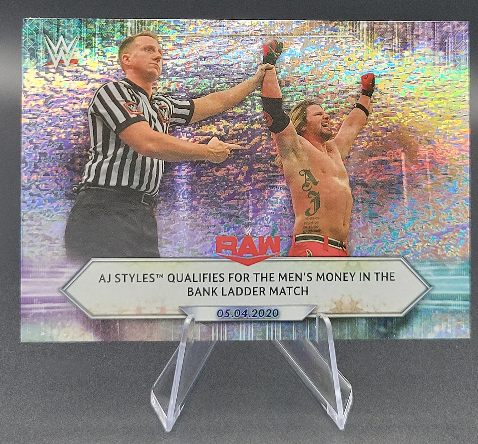 2021 Topps WWE Foilboard #65 AJ Styles Qualifies for the Men's Money in the Bank