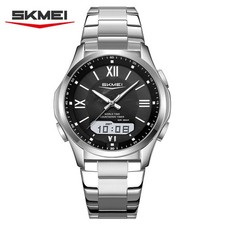 SKMEI Men Quartz Watch Roman Numeral Digital Wristwatch Male Steel LED Watches
