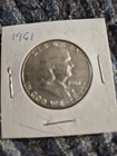 1961 P FRANKLIN HALF DOLLAR 90% SILVER 50¢ PHILADELPHIA UNITED STATES OF AMERICA