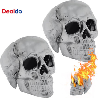Imitated Human Skull Gas Log for Indoor or Outdoor Fireplaces, Made of Metal, Du