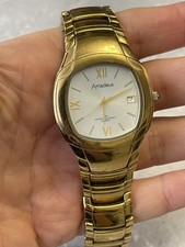 Mens Amadeus Steel Watch Quartz AM00222 gold tone Day Two Tone Bracelet 37