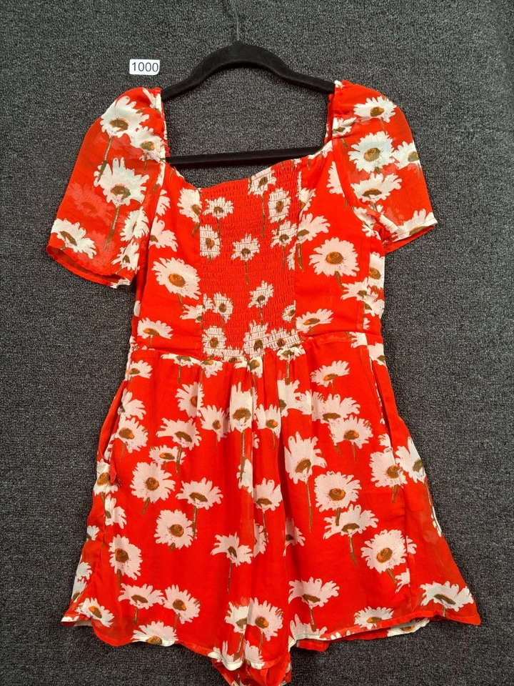 Mameluco Urban Outfitters Lula Floral Sobrepelliz Para Mujer Talla M Rojo Mono de Verano Foto 2 de 4