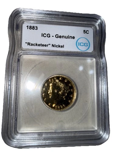 1883 Liberty V "Racketeer" Nickel Type 1 No Cents ICG Genuine Gold Plated Coin