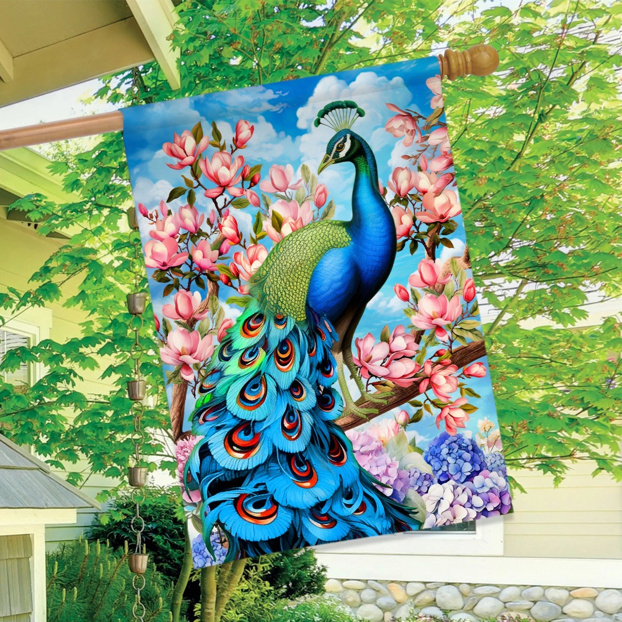 Briarwood Lane Fancy Peacock House Flag