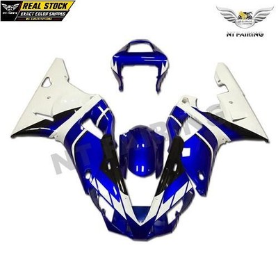 NTNT White Blue Injection Plastic Kit Fairing Fit for Yamaha YZF R1 2000-2001