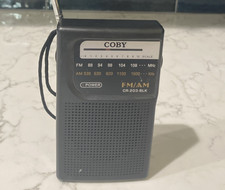 Coby CR-203-SLV Pocket Size AM/FM Radio Black - VTG - EUC LOOK TESTED