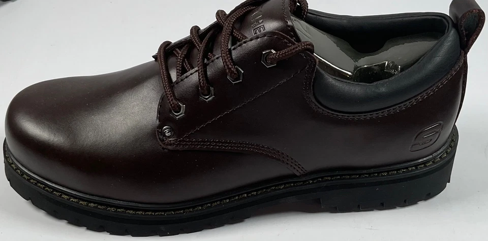 Oxford Skechers Utility Alley Cats de cuero marrón oscuro para hombre talla 12 (SN7111R) Foto 3 de 4