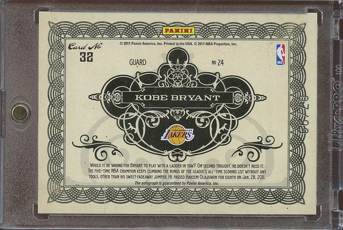 Kobe Bryant 2010-11 Gold Standard Auto Autograph Logoman Patch LA