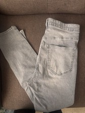  DENIM Women  s Gray Skinny High Rise Ankle Jeans 5-Pocket Button, M