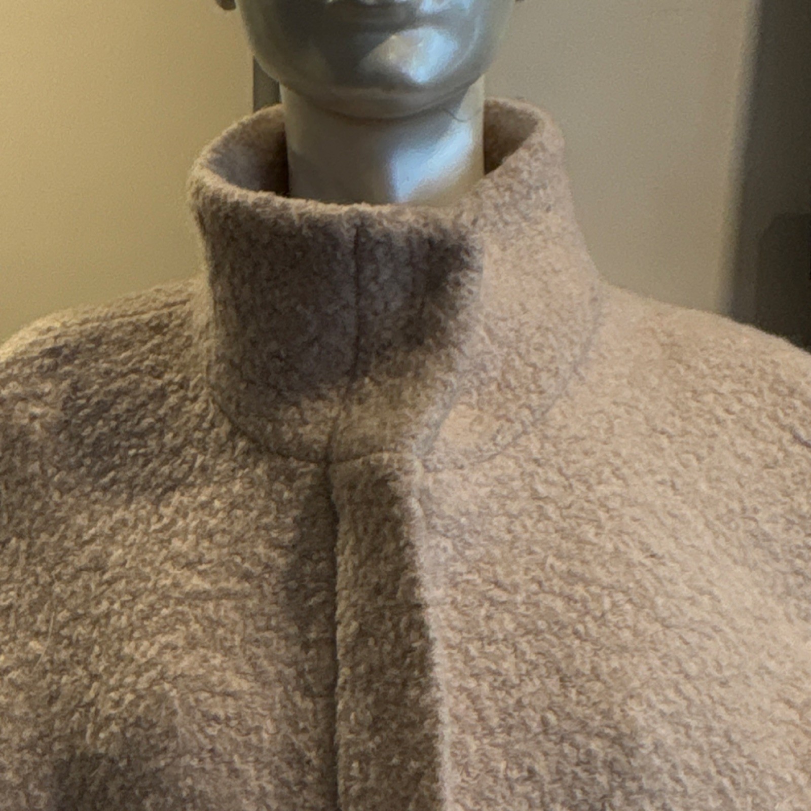 LOFT Beige Overcoat Collared Pockets Button Zip M… - image 3