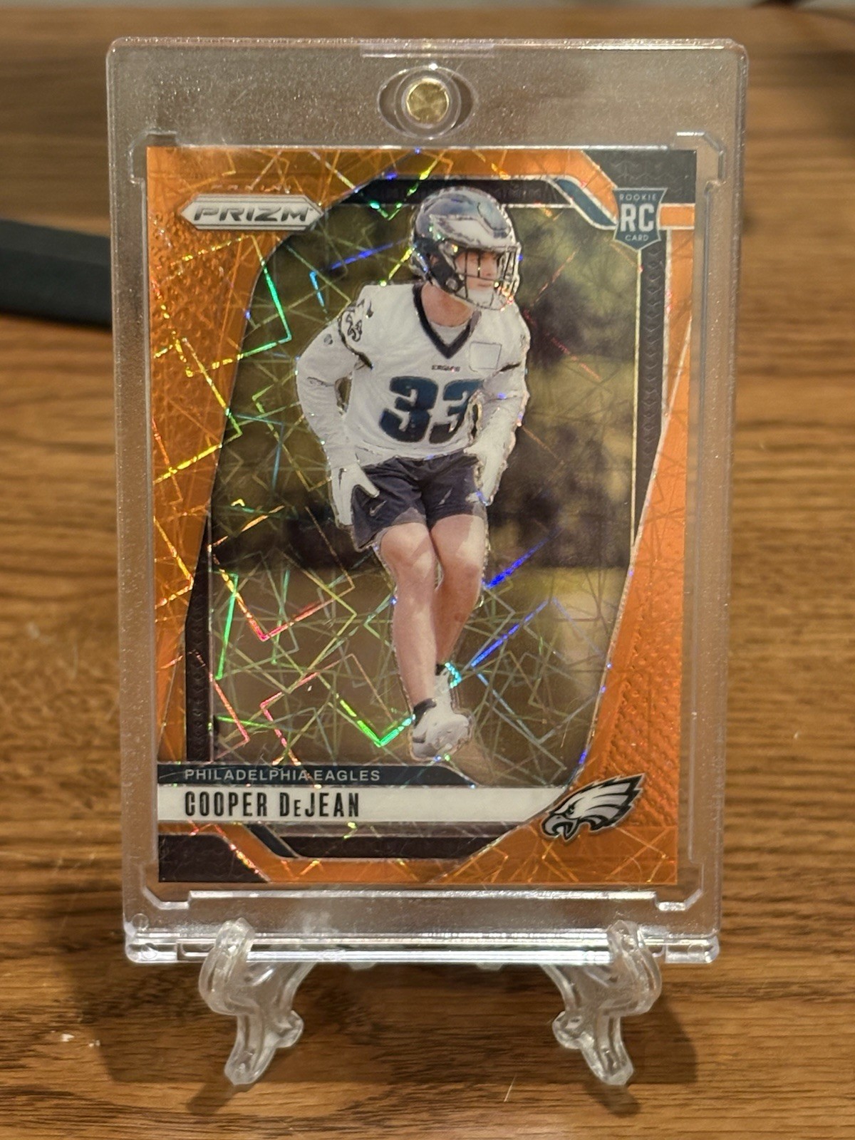 2024 Panini Prizm Rookies Cooper DeJean #321 Orange Lazer Prizm (RC) Eagles