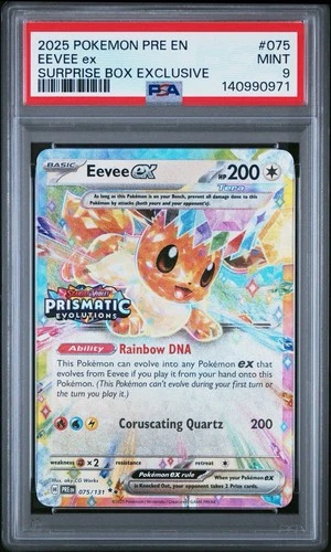 2025 Pokemon PRE EN 075/131 Eevee EX PSA 9 Mint - Surprise Box Exclusive